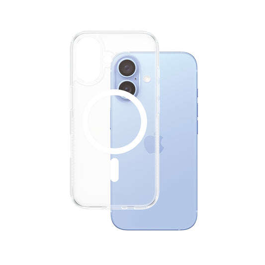 Custodia MagSafe per Apple iPhone 16, PanzerGlass, HardCase, Bianco Trasparente