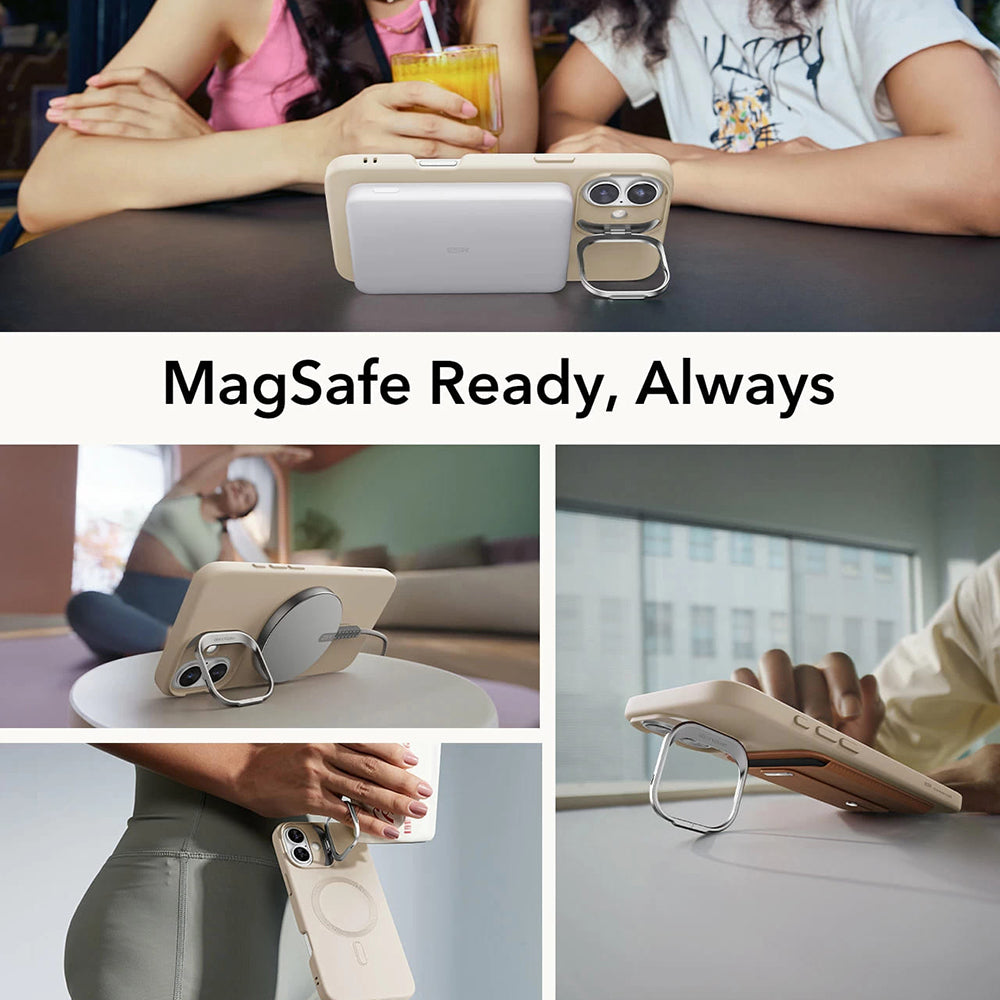 Custodia MagSafe per Apple iPhone 16 Plus, ESR, Cloud Soft Kickstand, Crema