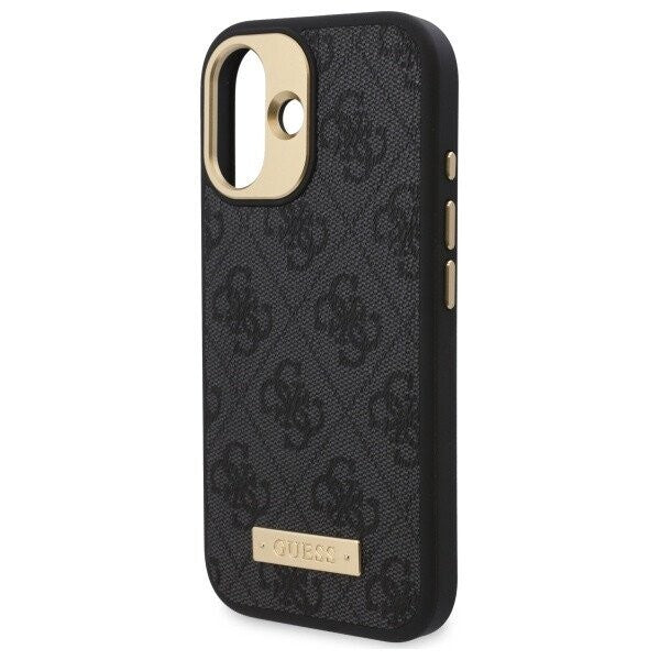 Custodia MagSafe per Apple iPhone 16 Plus, Guess, 4G Logo Plate, Nera
