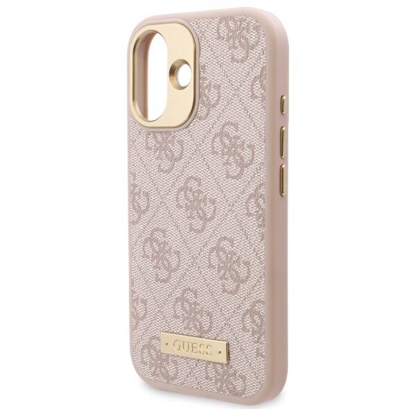 Custodia MagSafe per Apple iPhone 16 Plus, Guess, 4G Logo Plate, Rosa
