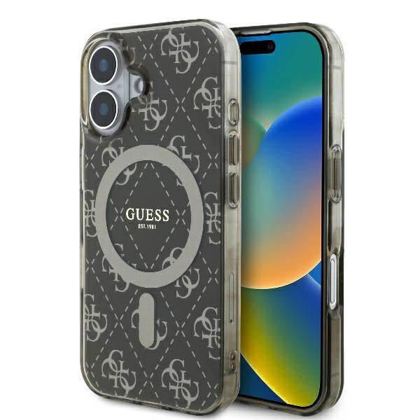 Custodia MagSafe per Apple iPhone 16 Plus, Guess, IML 4G Background, Marrone