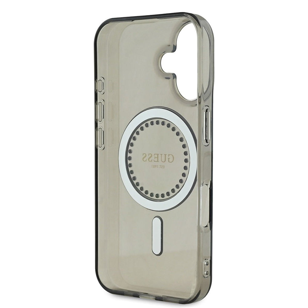 Custodia MagSafe per Apple iPhone 16 Plus, Guess, IML Rhinestone, Nera