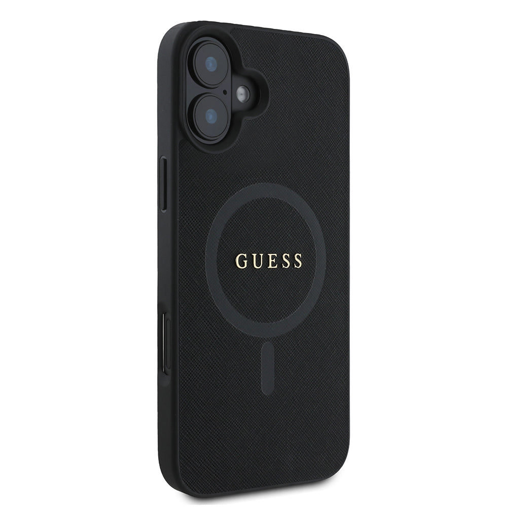 Custodia MagSafe per Apple iPhone 16 Plus, Guess, Saffiano Classic Logo, Nera