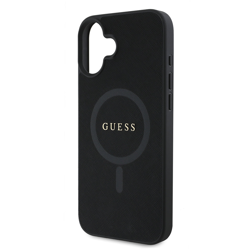 Custodia MagSafe per Apple iPhone 16 Plus, Guess, Saffiano Classic Logo, Nera