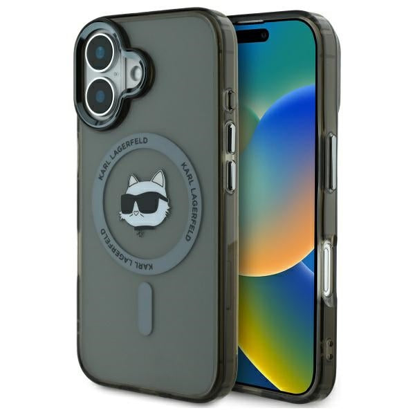 Custodia MagSafe per Apple iPhone 16 Plus, Karl Lagerfeld, IML Metal Choupette's Head, Nera