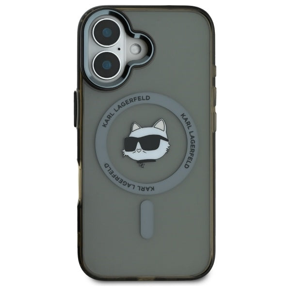 Custodia MagSafe per Apple iPhone 16 Plus, Karl Lagerfeld, IML Metal Choupette's Head, Nera