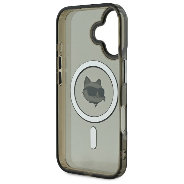 Custodia MagSafe per Apple iPhone 16 Plus, Karl Lagerfeld, IML Metal Choupette's Head, Nera