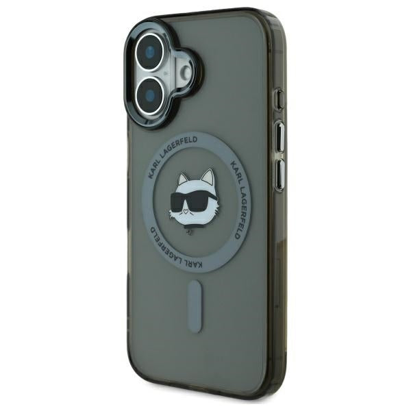 Custodia MagSafe per Apple iPhone 16 Plus, Karl Lagerfeld, IML Metal Choupette's Head, Nera