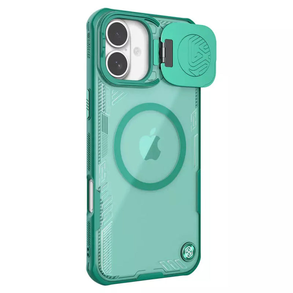 Custodia MagSafe per Apple iPhone 16 Plus, Nillkin, Iceblade Prop senza ritaglio per fotocamera, Verde