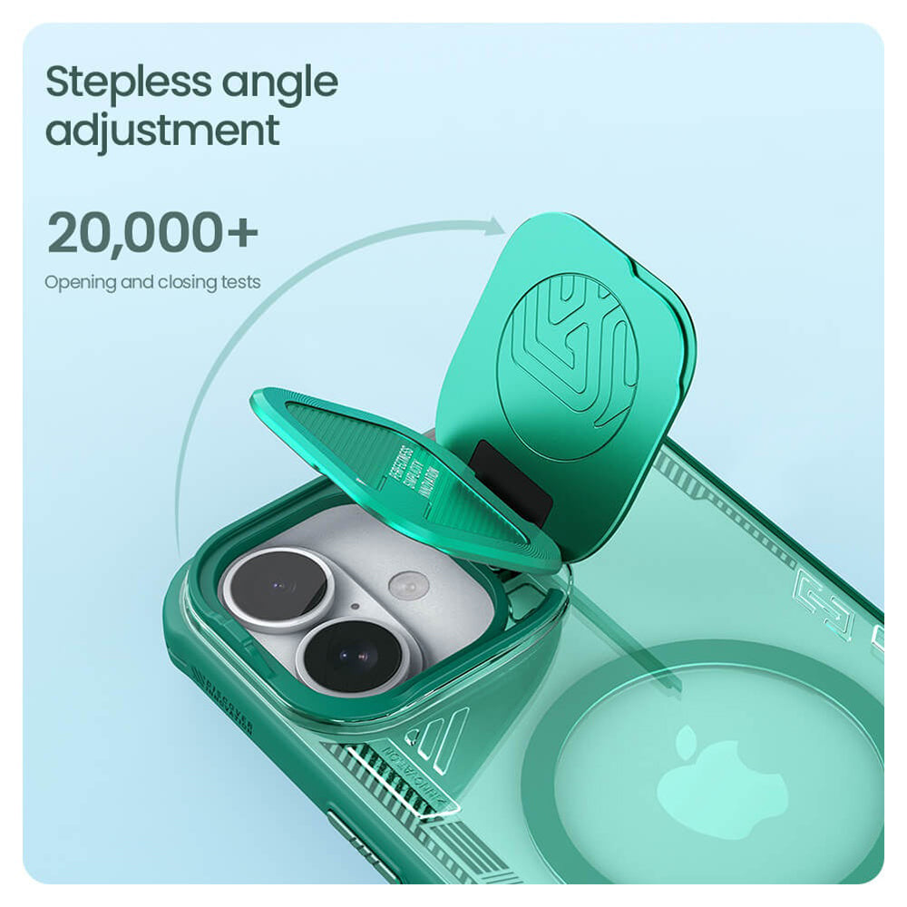Custodia MagSafe per Apple iPhone 16 Plus, Nillkin, Iceblade Prop senza ritaglio per fotocamera, Verde