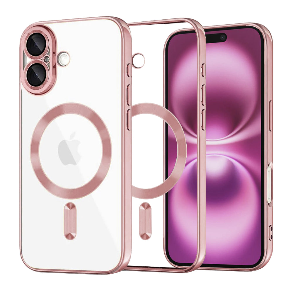 Custodia MagSafe per Apple iPhone 16 Plus, Techsuit, Luxury Crystal, Rosa