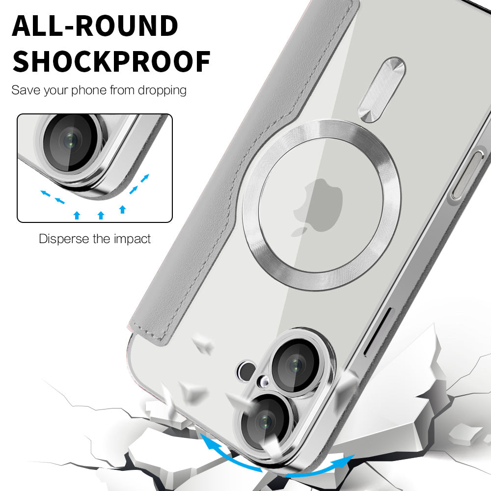 Custodia MagSafe per Apple iPhone 16 Plus, Techsuit, SmartMag Book, Grigio