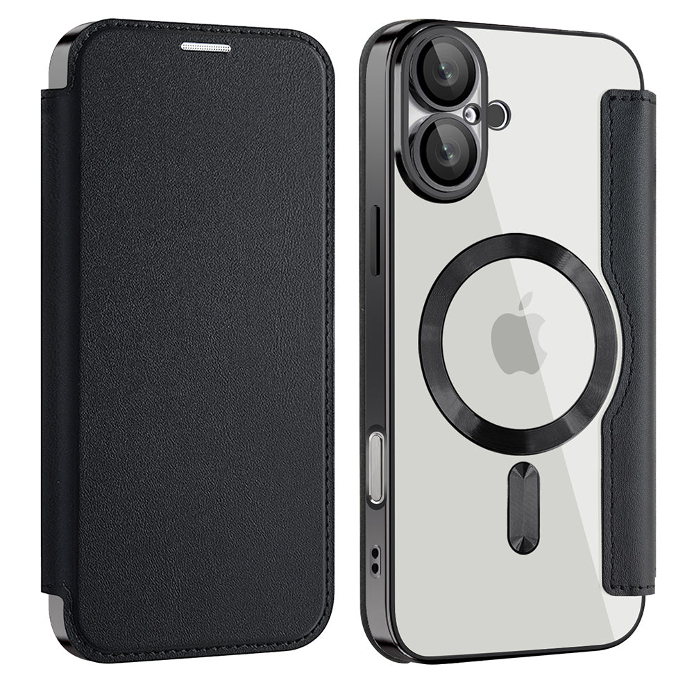 Custodia MagSafe per Apple iPhone 16 Plus, Techsuit, SmartMag Book, Nera