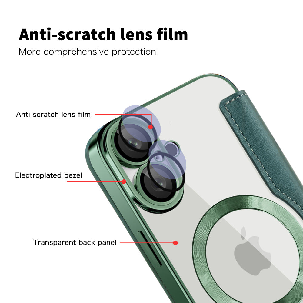 Custodia MagSafe per Apple iPhone 16 Plus, Techsuit, SmartMag Book, Verde