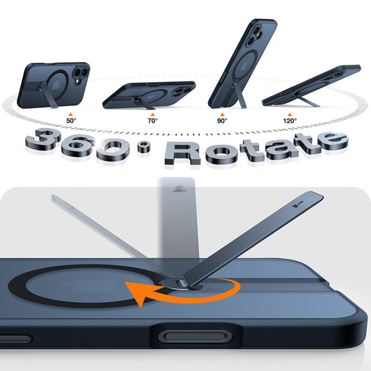 Custodia MagSafe per Apple iPhone 16 Plus, Torras, Pstand Spin, Nera