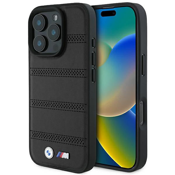 Custodia MagSafe per Apple iPhone 16 Pro, BMW, M Perforated And Stitched Line, Nera