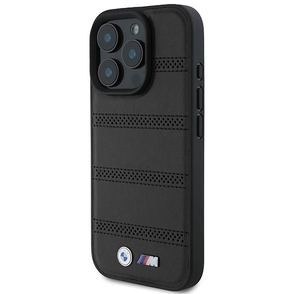 Custodia MagSafe per Apple iPhone 16 Pro, BMW, M Perforated And Stitched Line, Nera