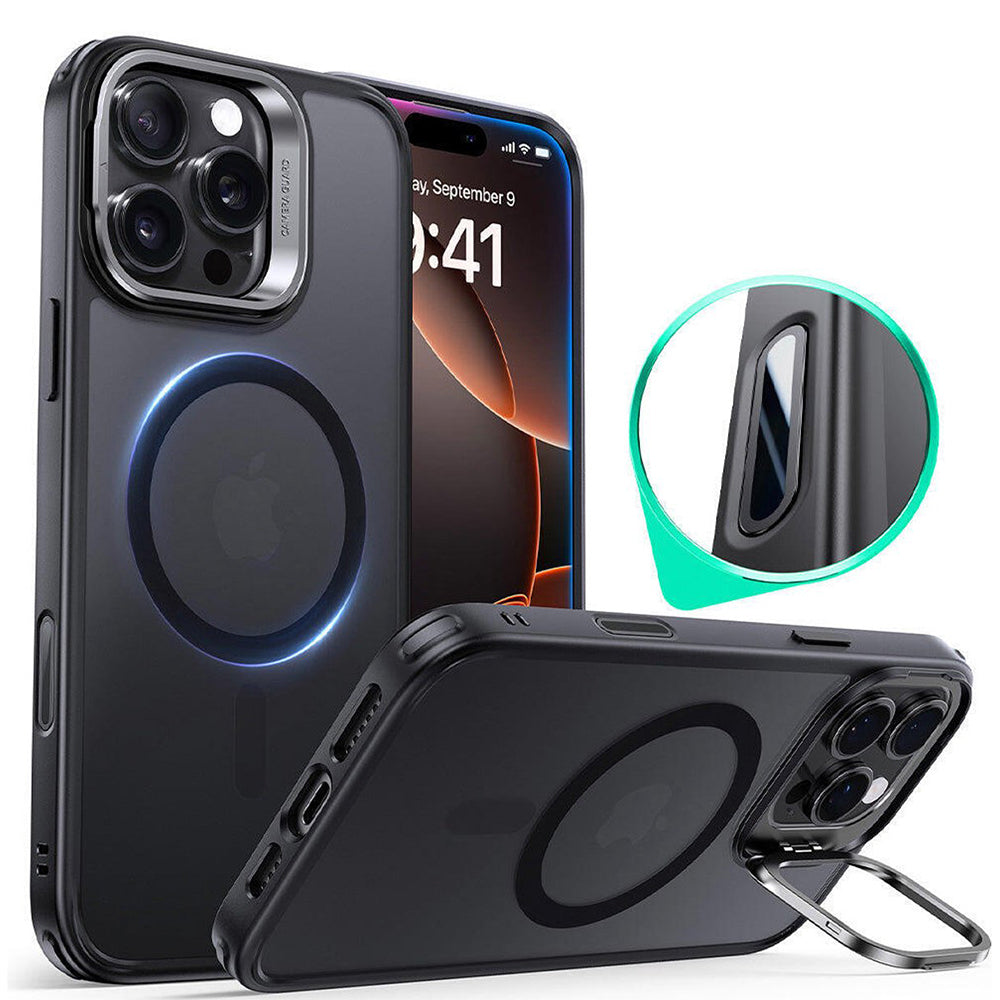Custodia MagSafe per Apple iPhone 16 Pro, ESR, Classic Hybrid Kickstand Slide, Nera Satinata