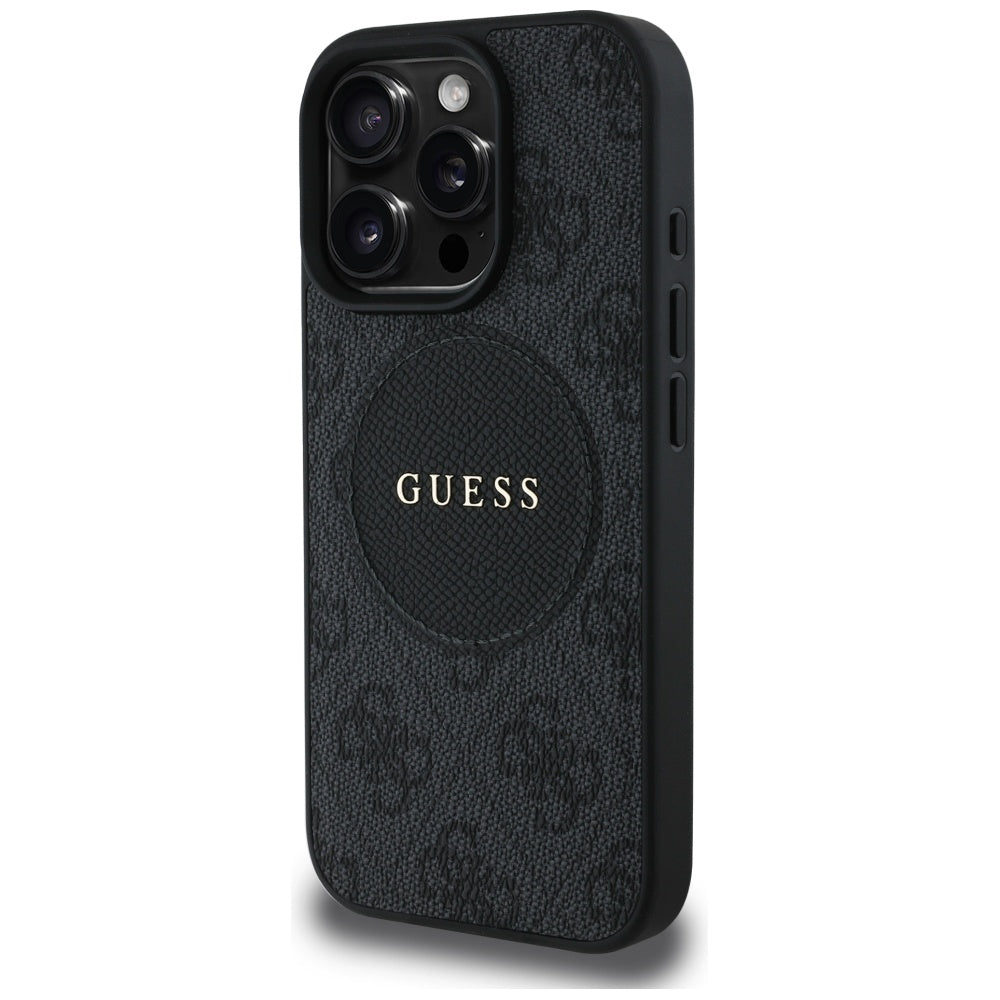 Custodia MagSafe per Apple iPhone 16 Pro, Guess, 4G Circle Classic Logo, Nera