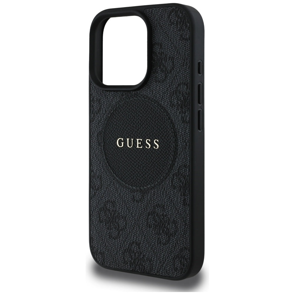 Custodia MagSafe per Apple iPhone 16 Pro, Guess, 4G Circle Classic Logo, Nera