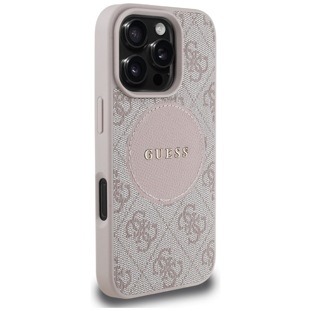 Custodia MagSafe per Apple iPhone 16 Pro, Guess, 4G Circle Classic Logo, Rosa