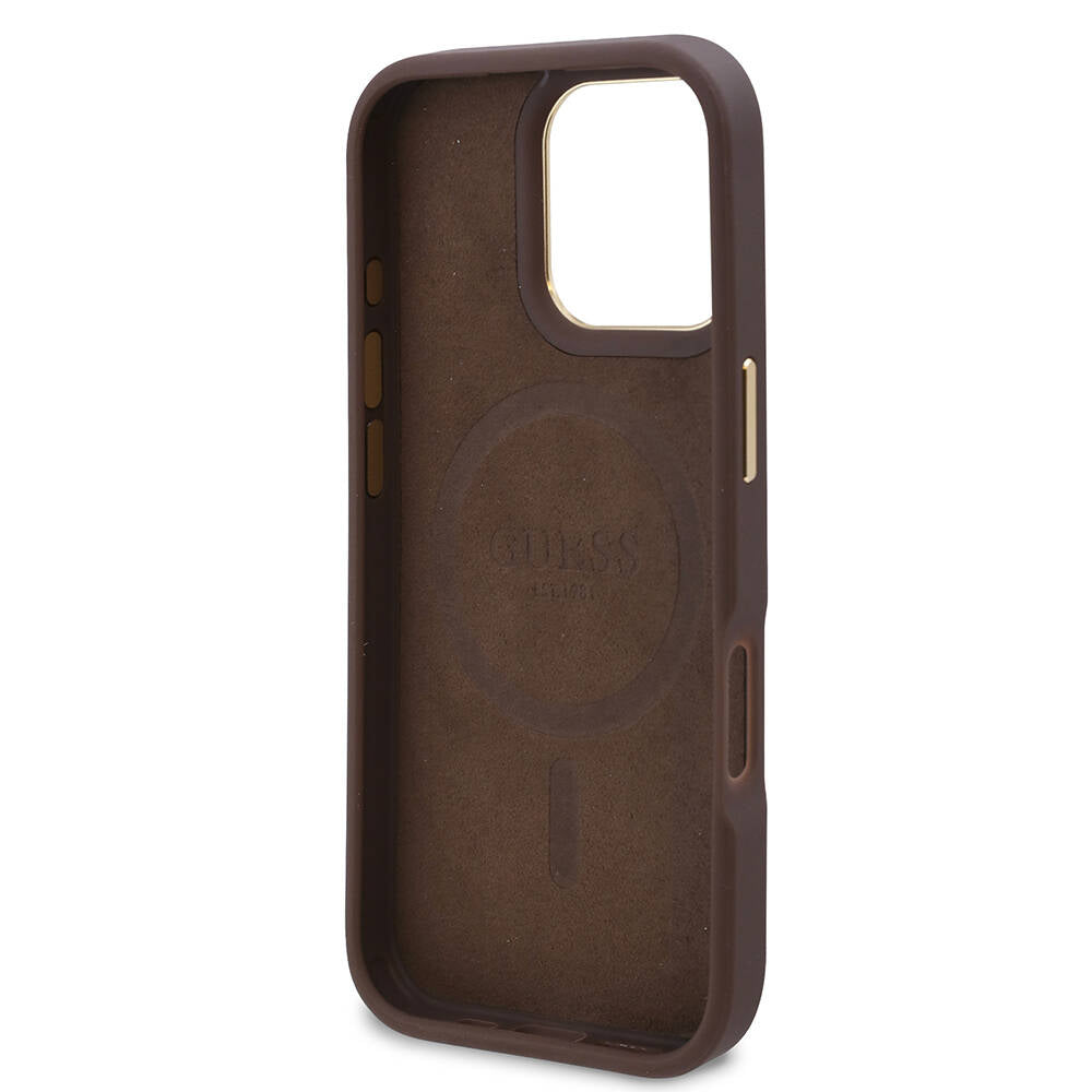 Custodia MagSafe per Apple iPhone 16 Pro, Guess, 4G Logo Plate, Blu