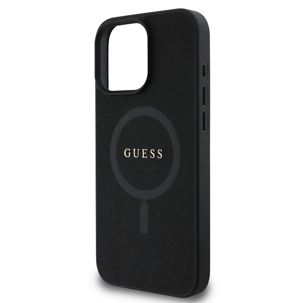 Custodia MagSafe per Apple iPhone 16 Pro, Guess, Saffiano Classic Logo, Nera