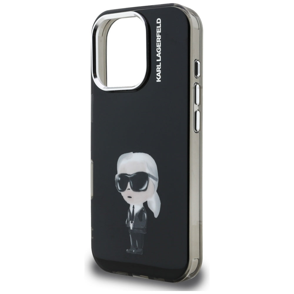 Custodia MagSafe per Apple iPhone 16 Pro, Karl Lagerfeld, IML Aquarelle Logo Karl, Nera