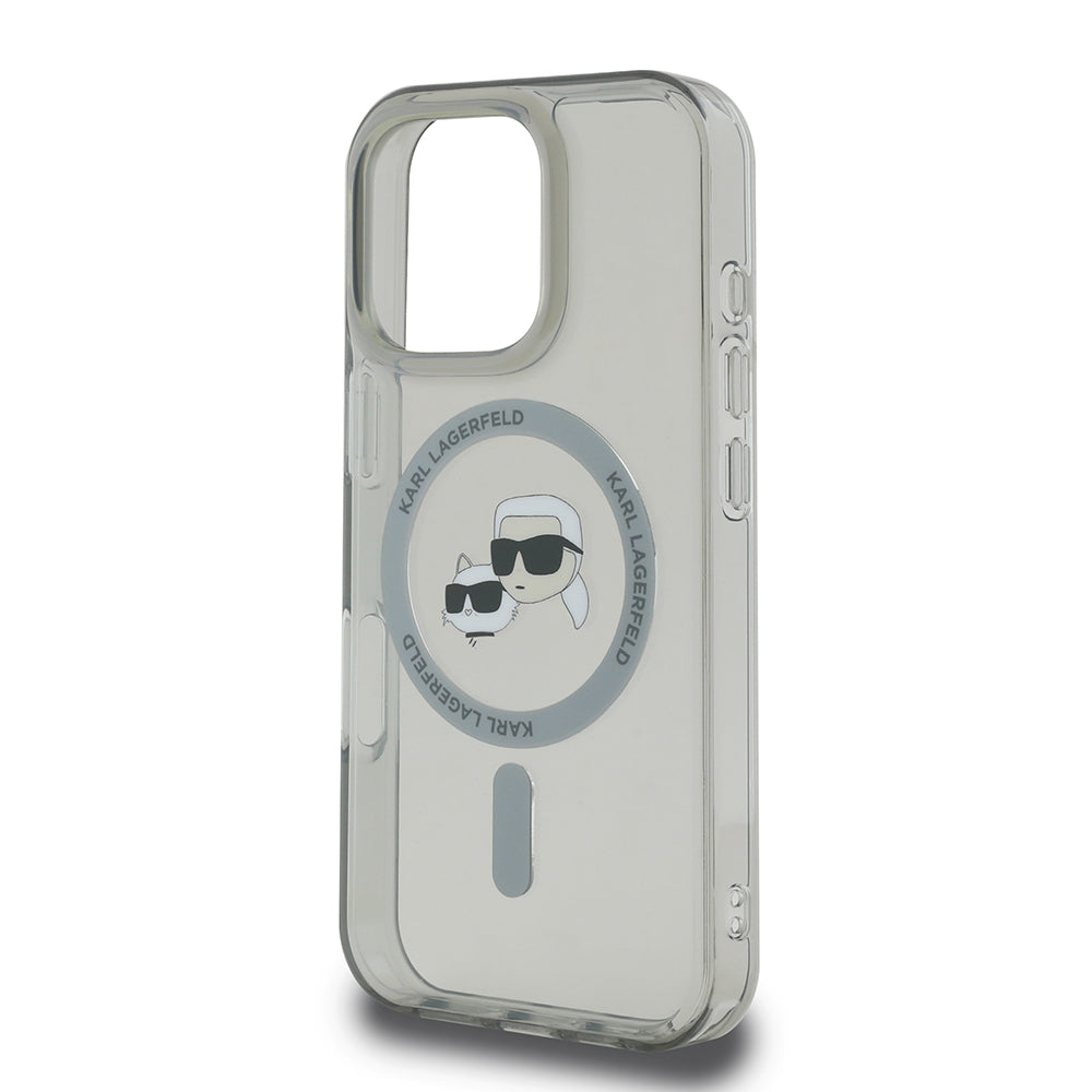 Custodia MagSafe per Apple iPhone 16 Pro, Karl Lagerfeld, IML Metal Karl & Choupette's Heads, Nera