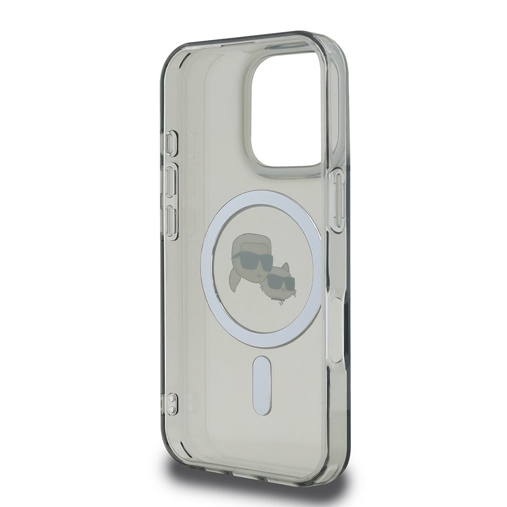 Custodia MagSafe per Apple iPhone 16 Pro, Karl Lagerfeld, IML Metal Karl & Choupette's Heads, Nera