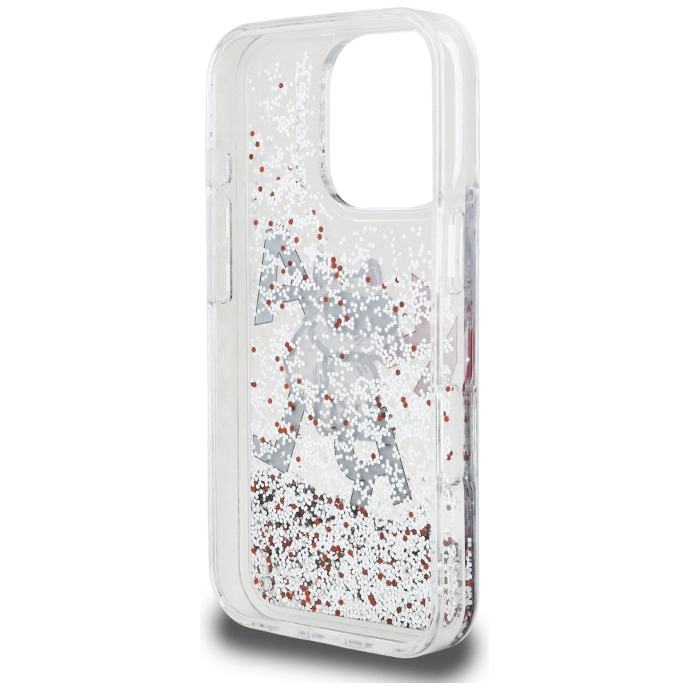 Custodia MagSafe per Apple iPhone 16 Pro, Karl Lagerfeld, Liquid Glitter Choupette Logo, Trasparente