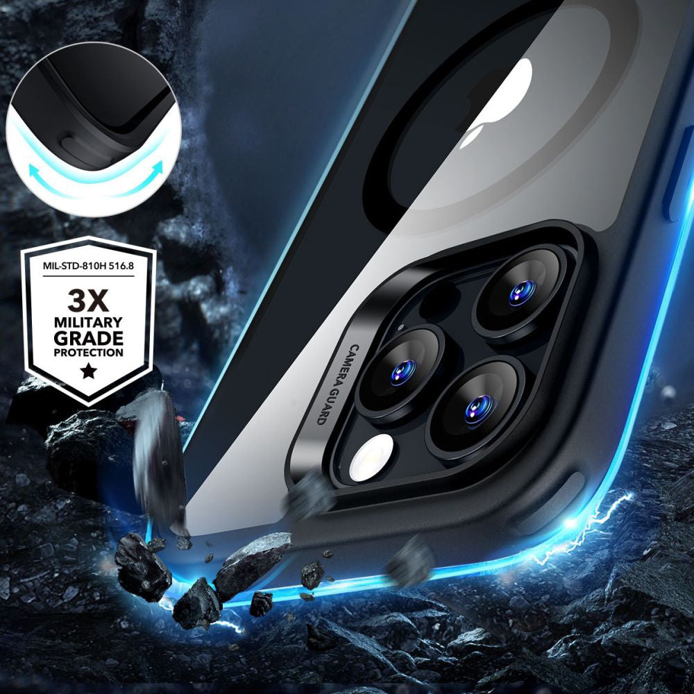 Custodia MagSafe per Apple iPhone 16 Pro Max, ESR, Classic Hybrid con Protezione Schermo, Nera Trasparente