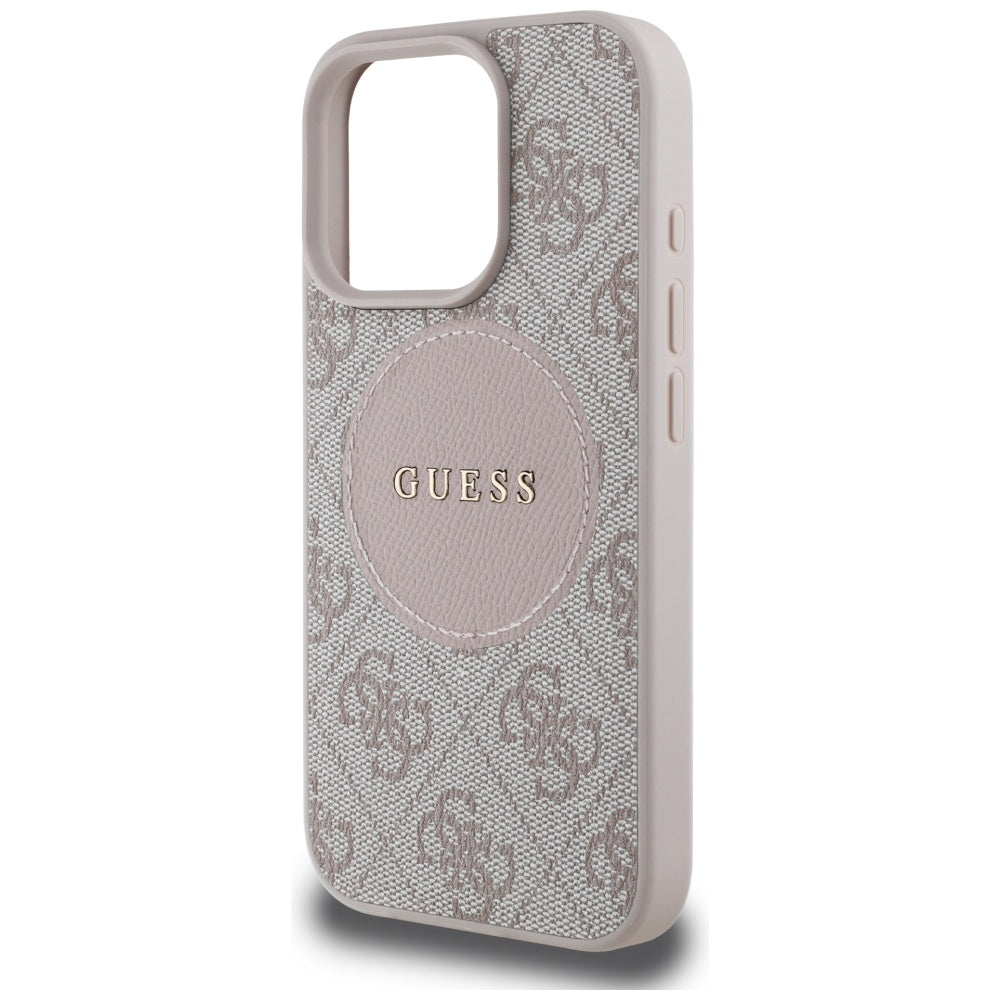 Custodia MagSafe per Apple iPhone 16 Pro Max, Guess, 4G Circle Classic Logo, Rosa