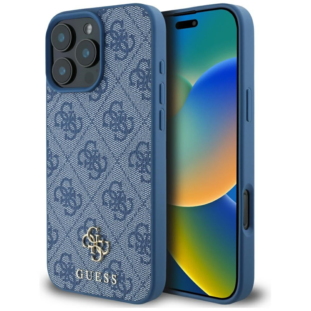Custodia MagSafe per Apple iPhone 16 Pro Max, Guess, 4G Small and Classic Logo, Blu