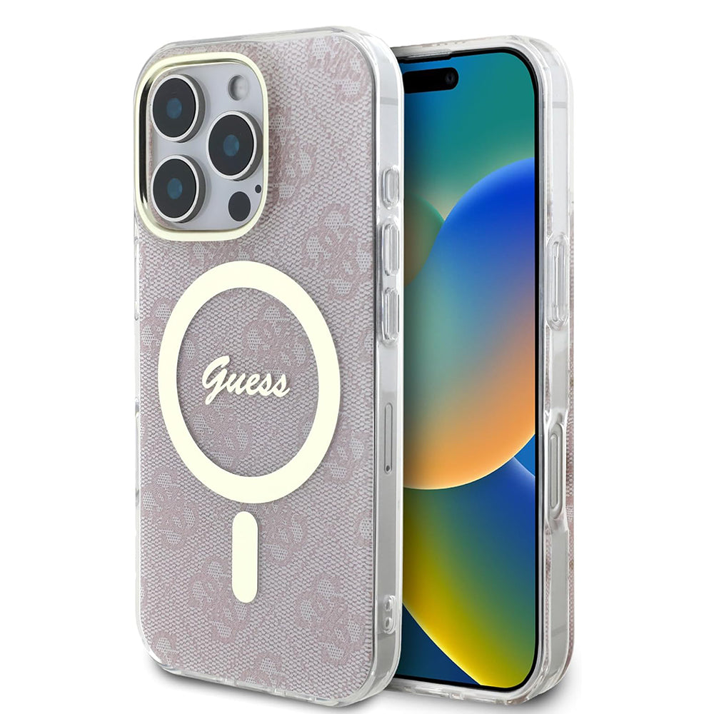 MagSafe Case for Apple iPhone 16 Pro Max, Guess, IML 4G, Pink