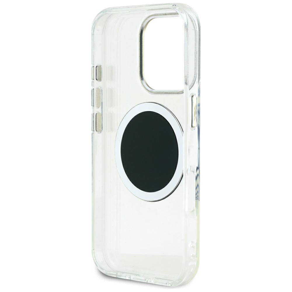 Custodia MagSafe per Apple iPhone 16 Pro Max, Guess, IML Metal Colored Circle, Nera