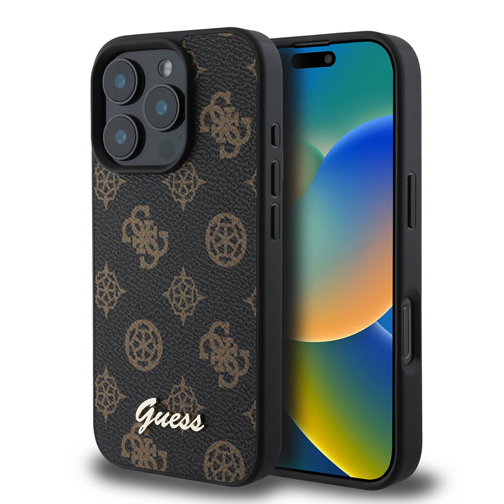 Custodia MagSafe per Apple iPhone 16 Pro Max, Guess, Peony Script, Nera