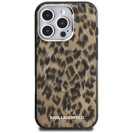 MagSafe Case for Apple iPhone 16 Pro Max, Karl Lagerfeld, IML Leopard Pattern, Brown