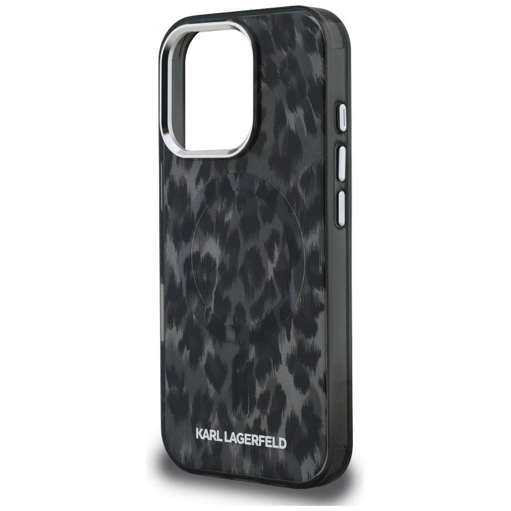 Custodia MagSafe per Apple iPhone 16 Pro Max, Karl Lagerfeld, IML Leopard Pattern, Nera