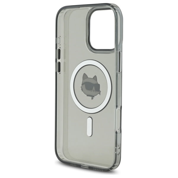 Custodia MagSafe per Apple iPhone 16 Pro Max, Karl Lagerfeld, IML Metal Choupette's Head, Nera