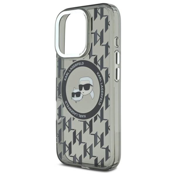 Custodia MagSafe per Apple iPhone 16 Pro Max, Karl Lagerfeld, IML Monogramma Karl & Choupette's Heads, Nera