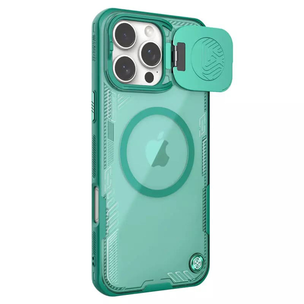 Custodia MagSafe per Apple iPhone 16 Pro Max, Nillkin, Iceblade Prop (senza ritaglio per fotocamera), Verde