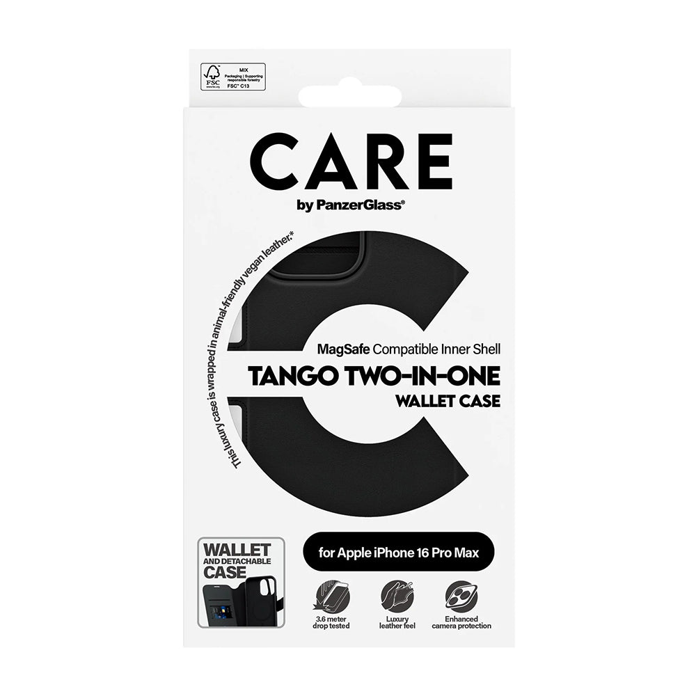 Custodia MagSafe per Apple iPhone 16 Pro Max, PanzerGlass, Care Feature Tango Two-in-One, Nera