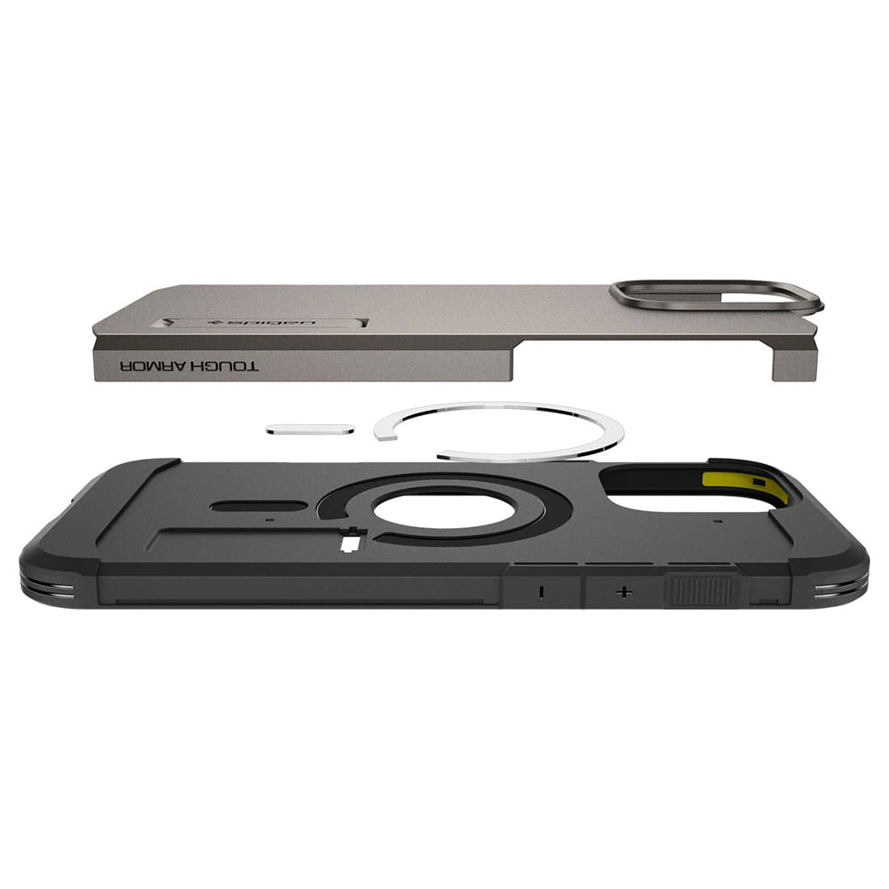 Custodia MagSafe per Apple iPhone 16 Pro Max, Spigen, Tough Armor, Grigio ACS08012