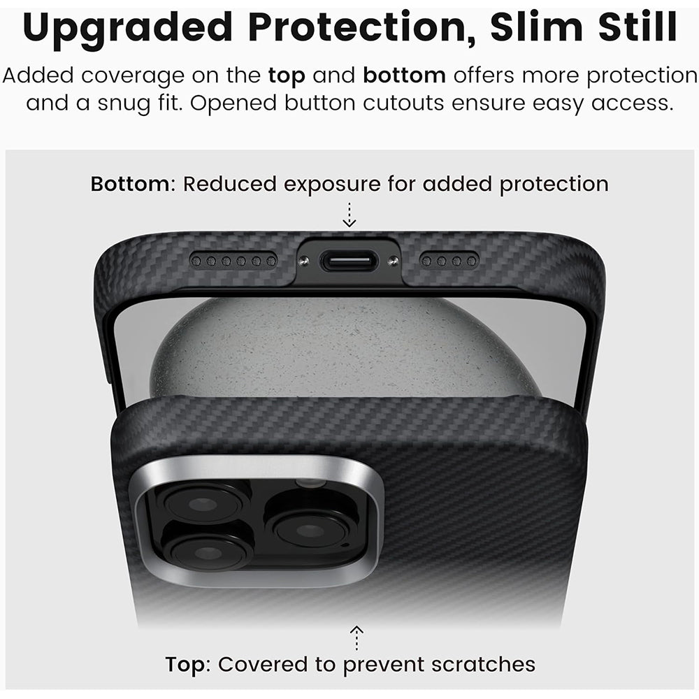 Custodia MagSafe per Apple iPhone 16 Pro Max, Techsuit, Fibra di Aramide, Nera