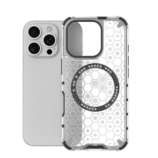Custodia MagSafe per Apple iPhone 16 Pro Max, Techsuit, HoneyComb Shield, Bianca