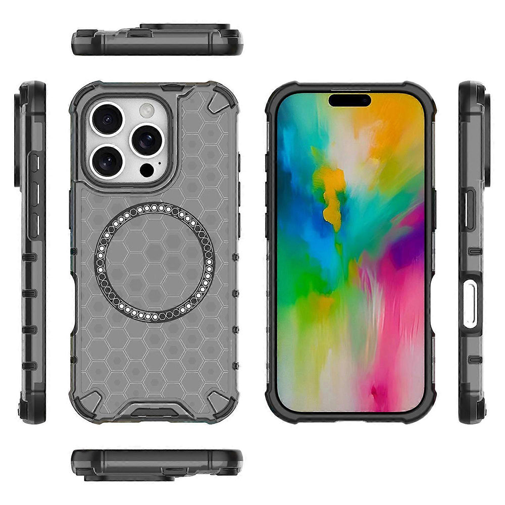 Custodia MagSafe per Apple iPhone 16 Pro Max, Techsuit, HoneyComb Shield, Nera