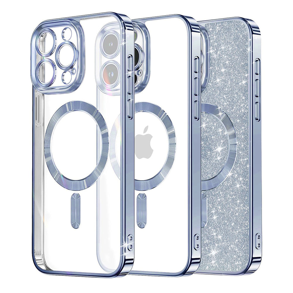 Custodia MagSafe per Apple iPhone 16 Pro Max, Techsuit, Luxury Glitter, Blu