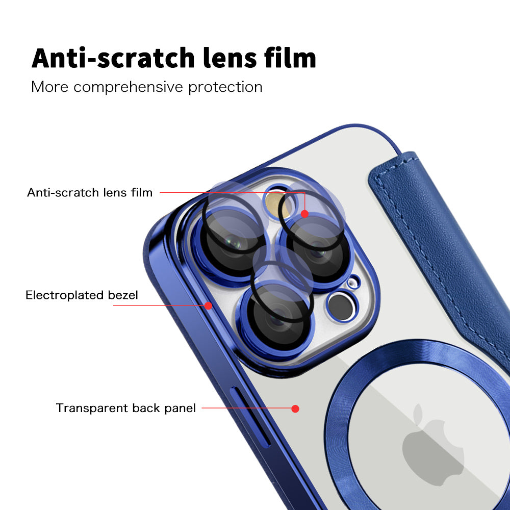 Custodia MagSafe per Apple iPhone 16 Pro Max, Techsuit, SmartMag Book, Blu