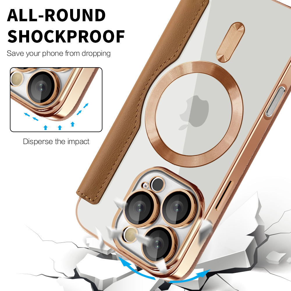 Custodia MagSafe per Apple iPhone 16 Pro Max, Techsuit, SmartMag Book, Marrone